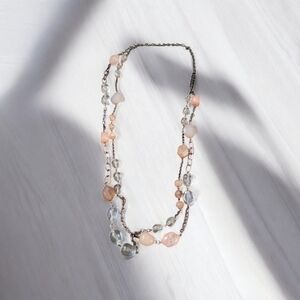 Peach and clear loft necklace